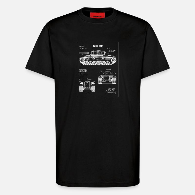 Plan du char 1915 - T-shirt bio décontracté fabriqué en UE - SOLID BLACK