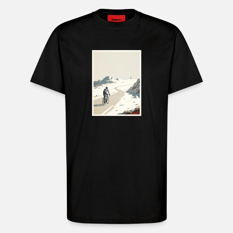 Summit Road - Souvenir du cyclisme - T-shirt bio décontracté fabriqué en UE - SOLID BLACK
