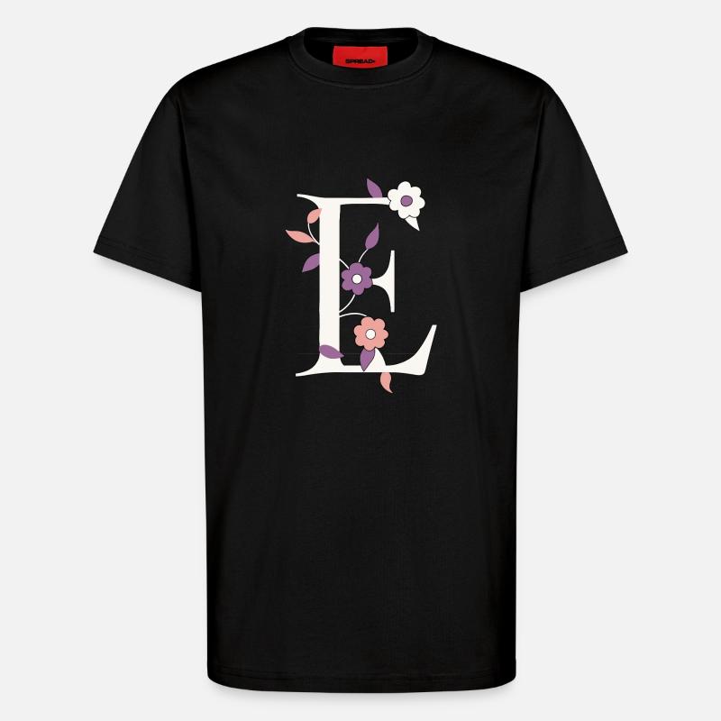 Letter E Monogram Retro - T-Shirt - made by SPREAD - SOLID BLACK