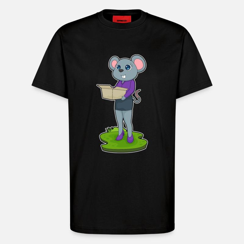 Mouse Secretary Box - T-Shirt - made by SPREAD - SOLID BLACK