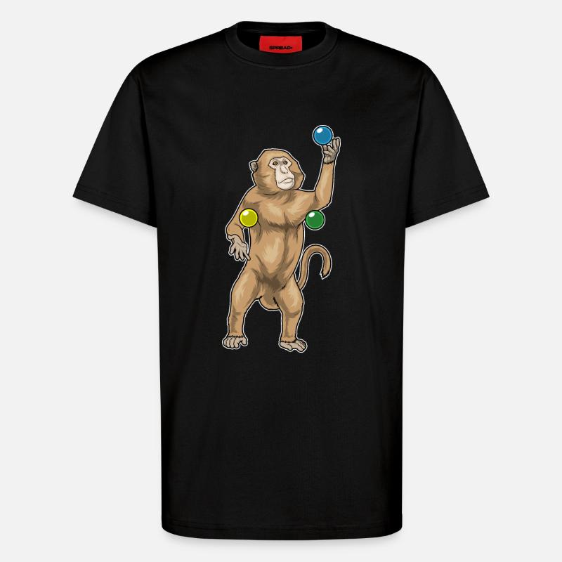 Monkey juggler juggling - T-Shirt - made by SPREAD - SOLID BLACK