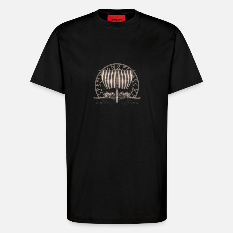 Wikinger Schiff - T-Shirt - made by SPREAD - SOLID BLACK