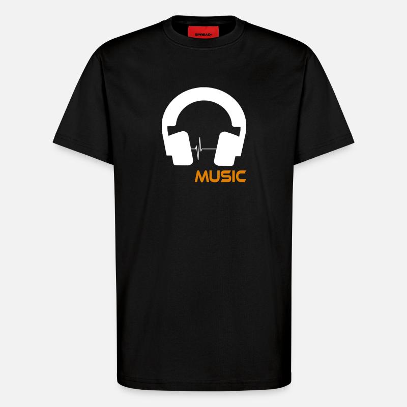 Logo du casque Music Wave - T-shirt bio décontracté fabriqué en UE - SOLID BLACK