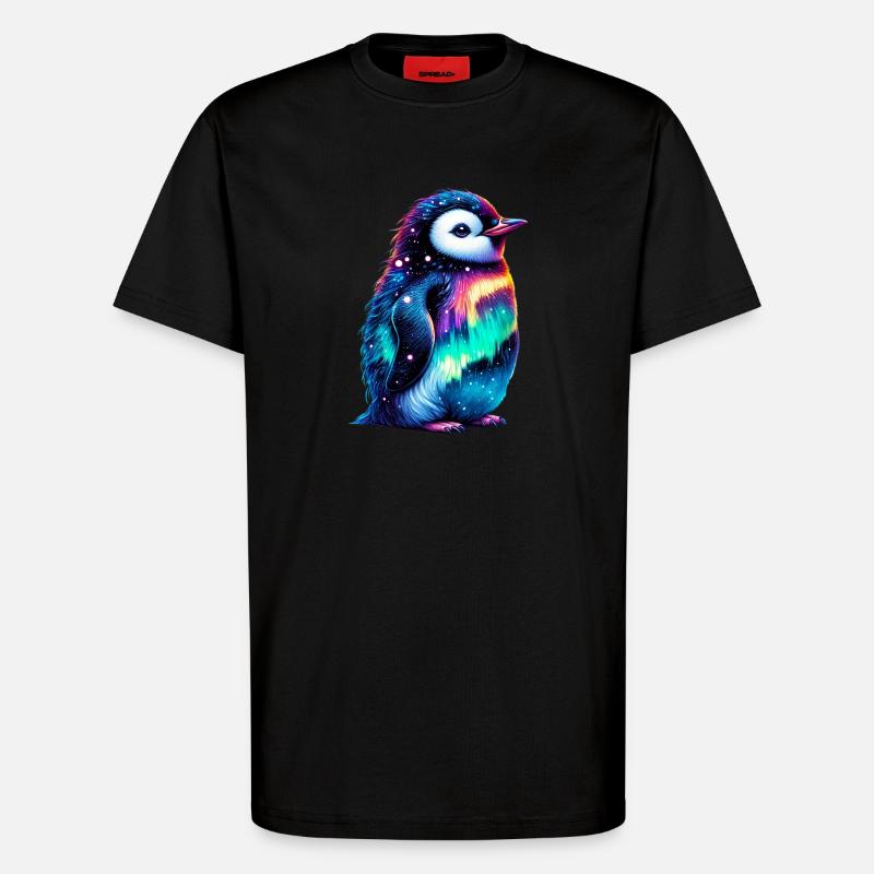 Aurora Borealis Pinguin - T-Shirt - made by SPREAD - SOLID BLACK