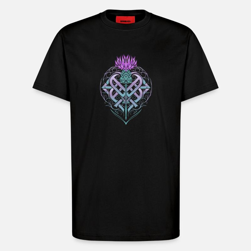 Thistle Shield Celtic Knots Thistle Lover - T-Shirt - made by SPREAD - SOLID BLACK