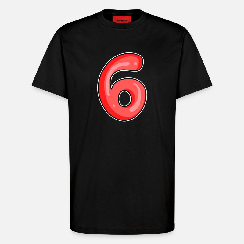 Zahl 6 Nummer - T-Shirt - made by SPREAD - SOLID BLACK
