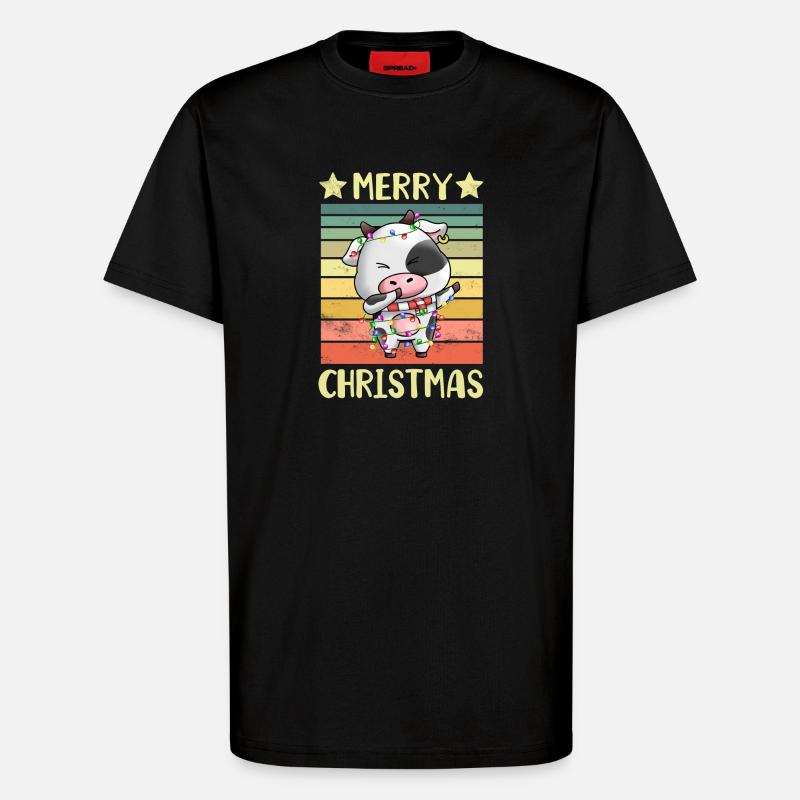 Frohe Weihnachten Kuh - T-Shirt - made by SPREAD - SOLID BLACK