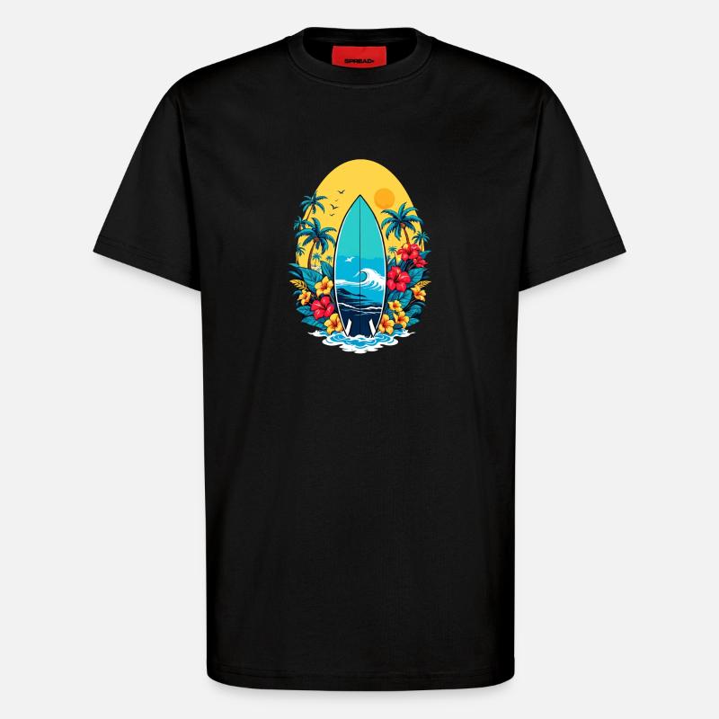 Planche de surf élégante - T-shirt bio décontracté fabriqué en UE - SOLID BLACK