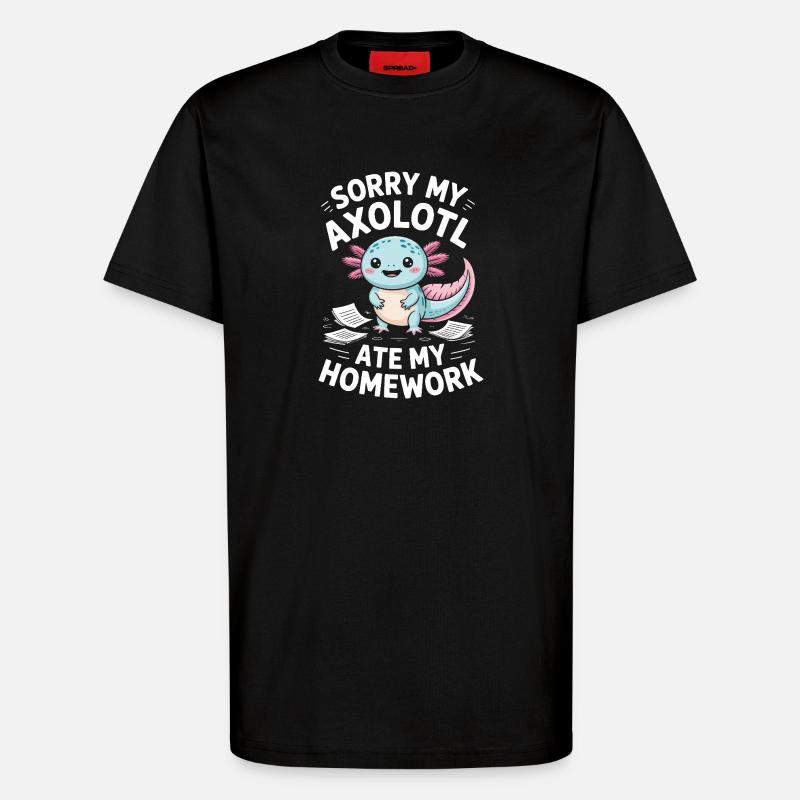Axolotl Ate My Homework - T-Shirt - made by SPREAD - SOLID BLACK