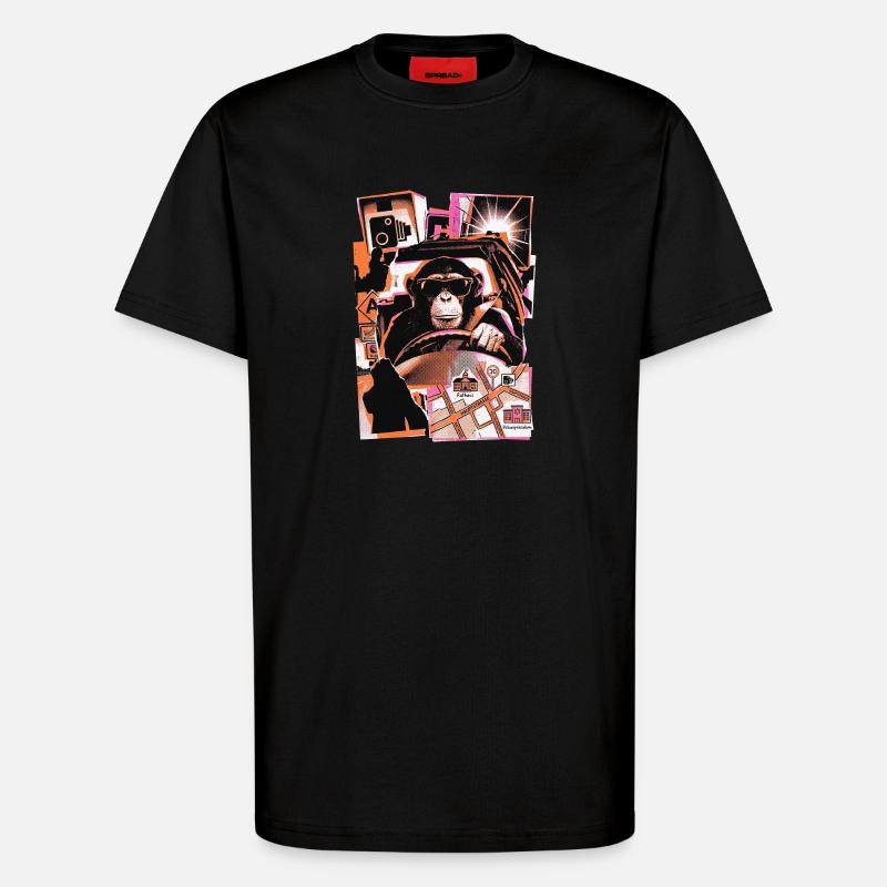Affe Autofahrer Blitzer - T-Shirt - made by SPREAD - SOLID BLACK