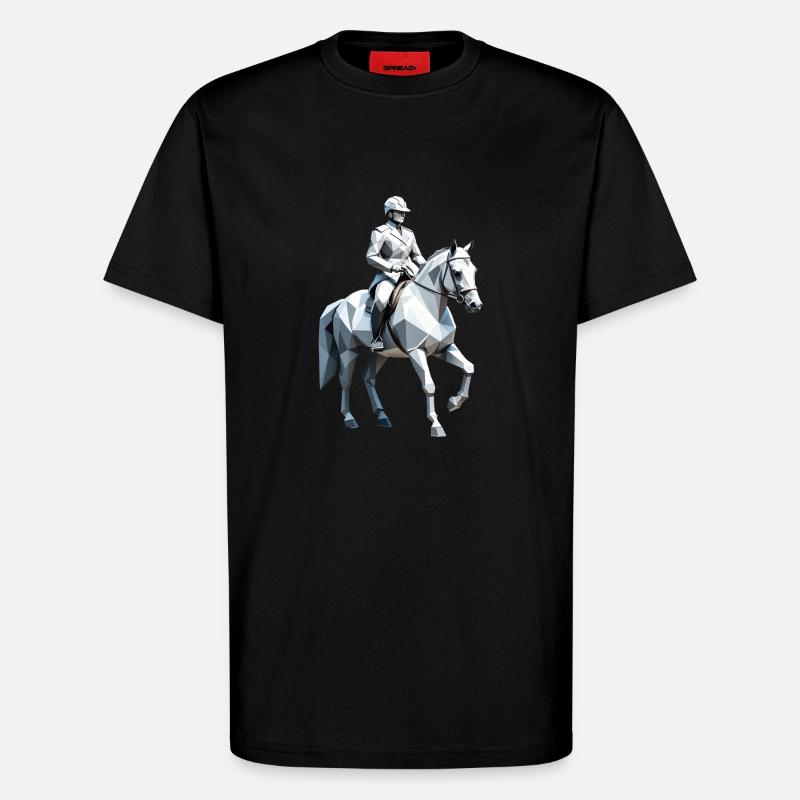 Cavalier Low Poly - Ballet Design - T-shirt bio décontracté fabriqué en UE - SOLID BLACK