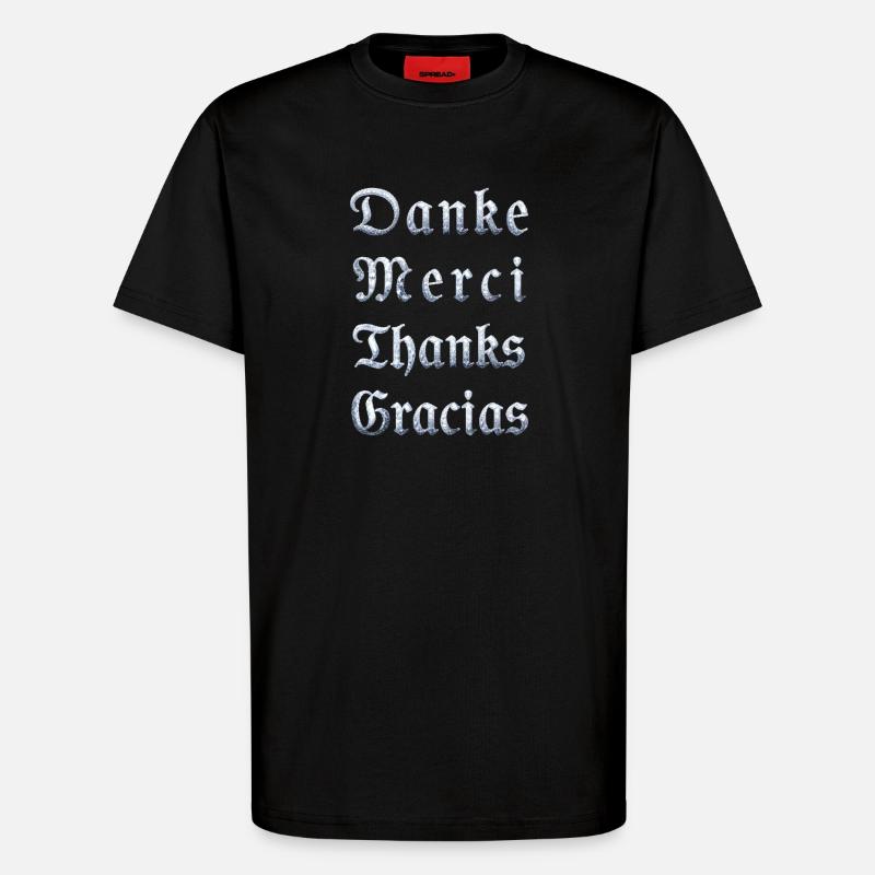 Multilinguale Dankesbotschaft Eiskristall - T-Shirt - made by SPREAD - SOLID BLACK