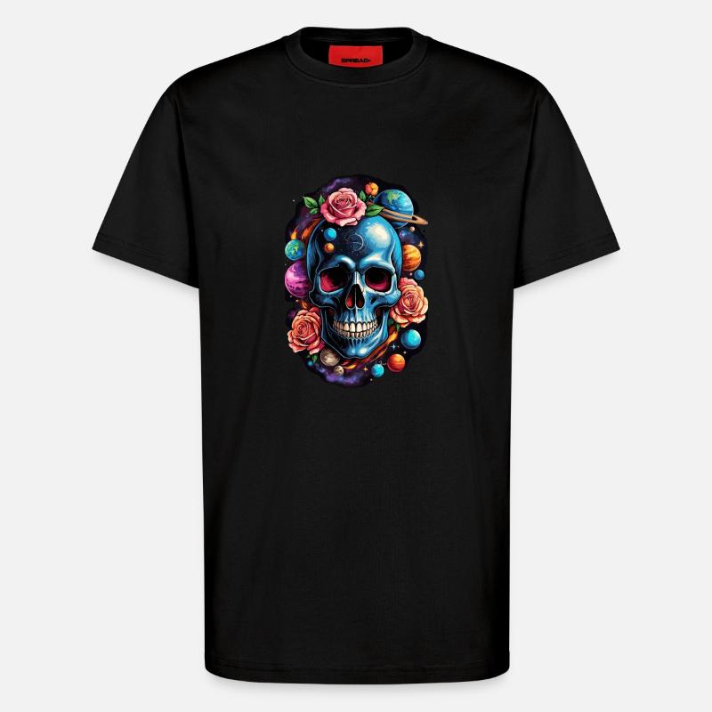 Space Planets Skull - T-Shirt - made by SPREAD - SOLID BLACK