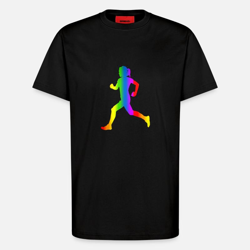 Bunter Läuferin Regenbogen - T-Shirt - made by SPREAD - SOLID BLACK