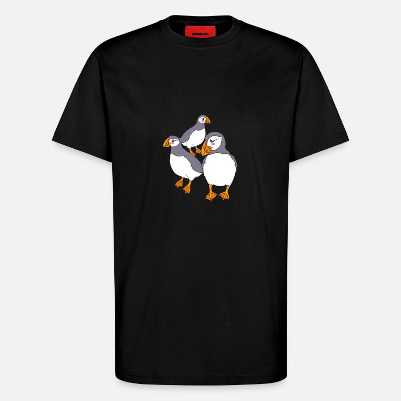 Macareux Papageientaucher - T-shirt bio décontracté fabriqué en UE - SOLID BLACK
