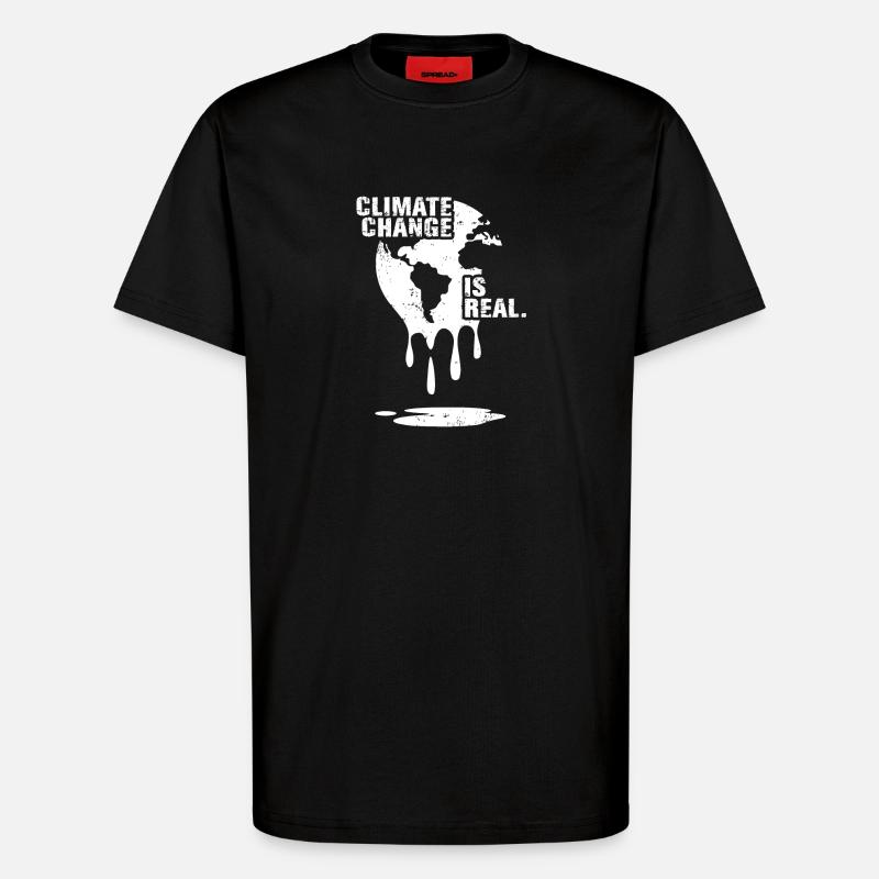 climate change is real white - T-Shirt - made by SPREAD - SOLID BLACK