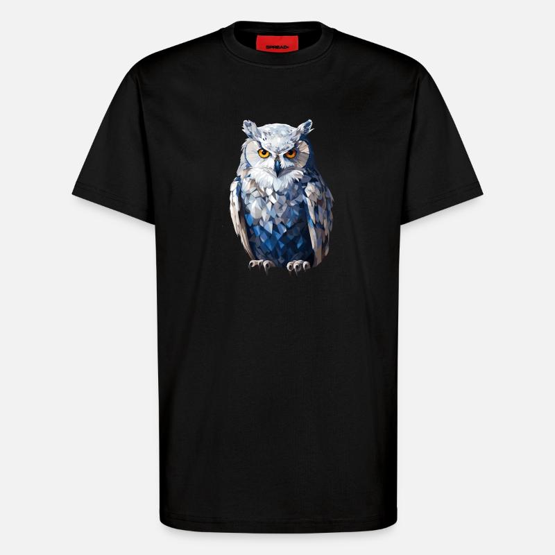 Schnee - Eule im Polygon Stil - T-Shirt - made by SPREAD - SOLID BLACK