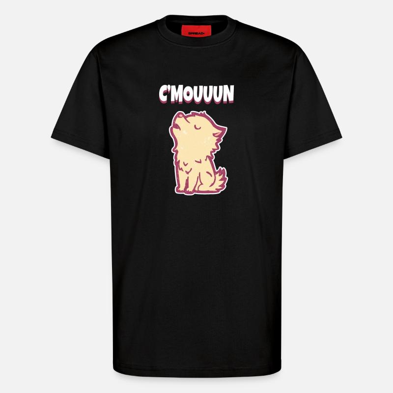 C'MON heulender Wolf Motivation - T-Shirt - made by SPREAD - SOLID BLACK