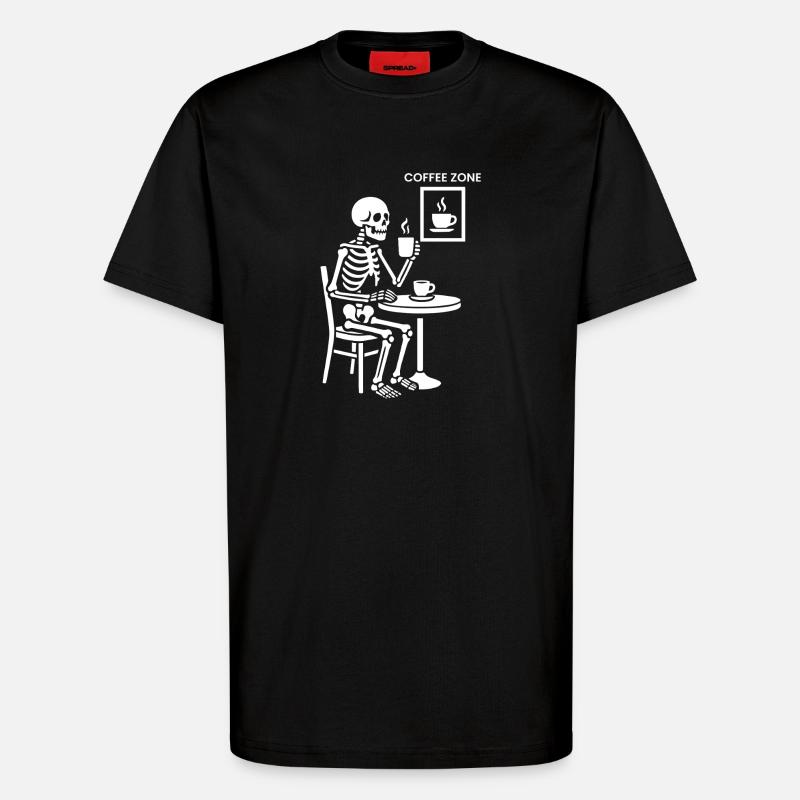 Skelett-Kaffee-Zone - T-Shirt - made by SPREAD - SOLID BLACK