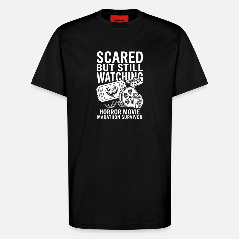 Scared But Still Watching Horror - T-Shirt - made by SPREAD - SOLID BLACK