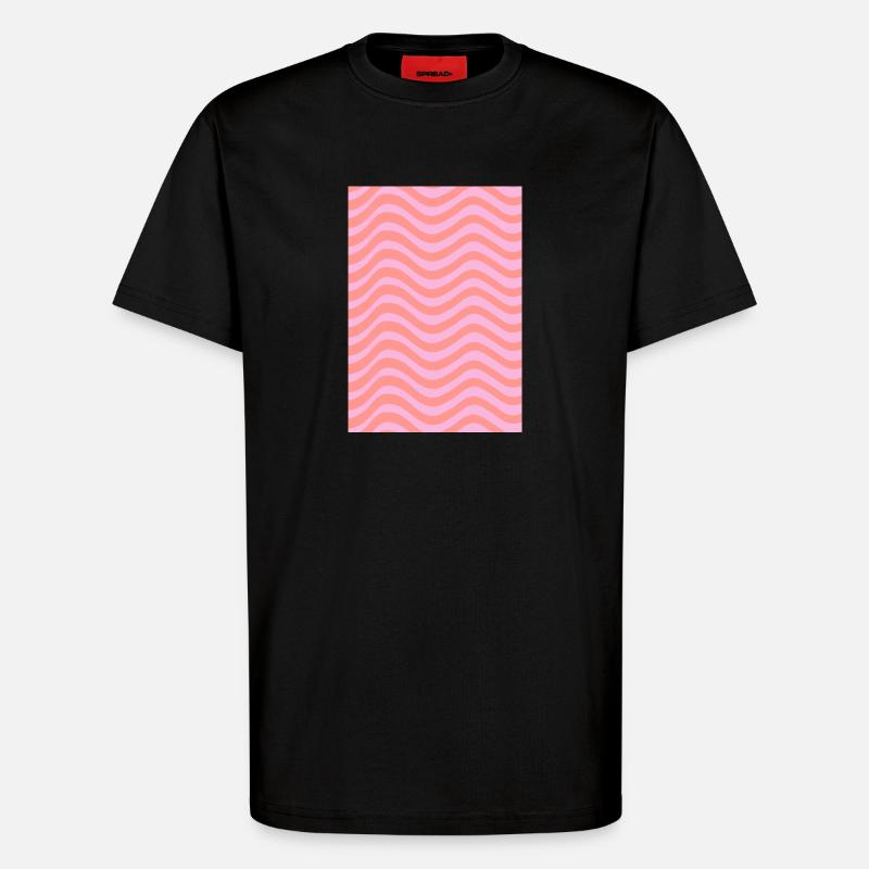 Stripe Wave Pattern - Pink Customizable - T-Shirt - made by SPREAD - SOLID BLACK