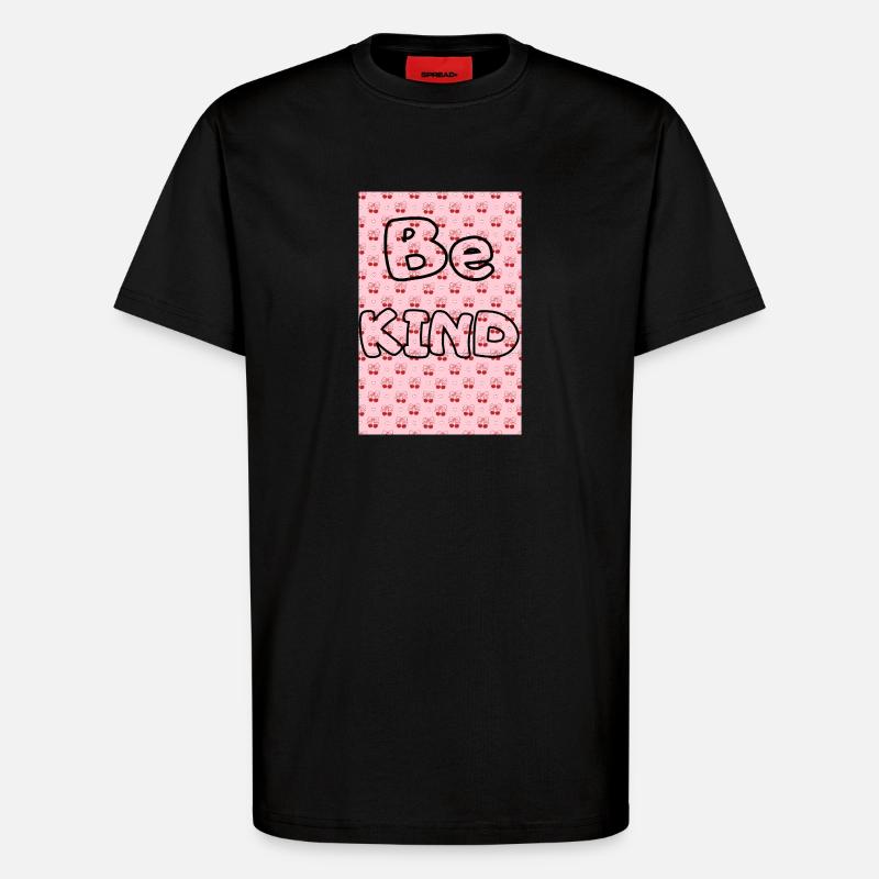 Be kind with cherry pattern - T-Shirt - made by SPREAD - SOLID BLACK