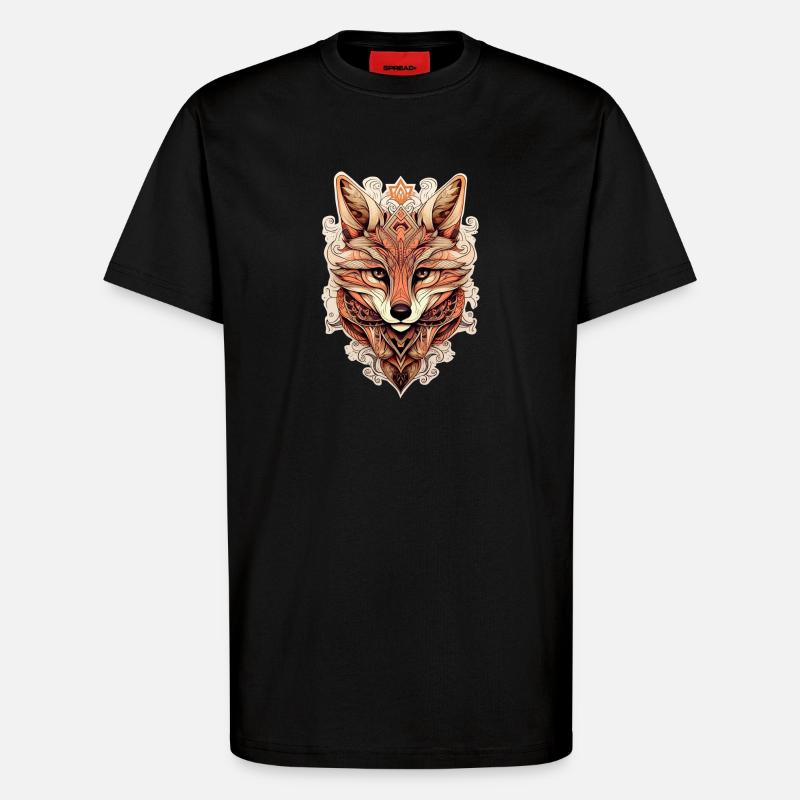 Fox Ornamental Style - Boho - T-Shirt - made by SPREAD - SOLID BLACK