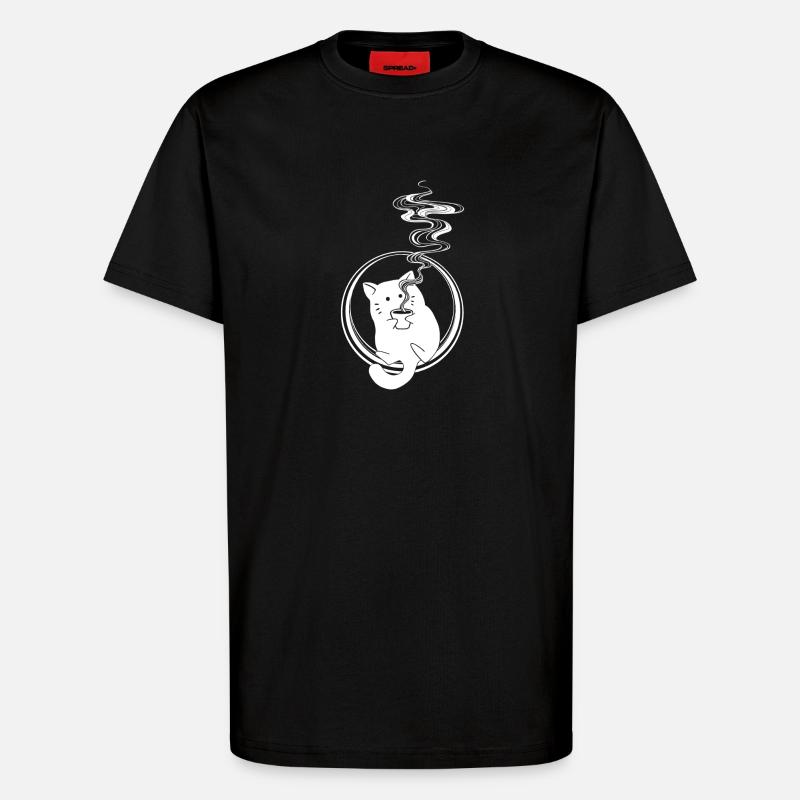 Coffee Cat, Katze mit Kaffee - T-Shirt - made by SPREAD - SOLID BLACK