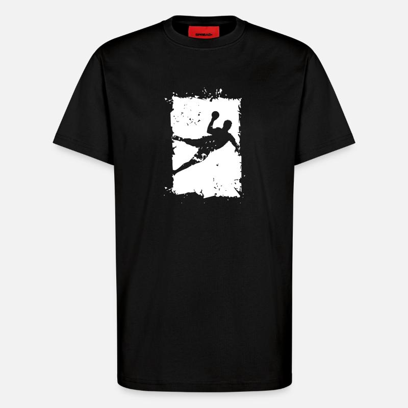 Handball Throw Explosion Destruction Illustration - T-Shirt - made by SPREAD - SOLID BLACK