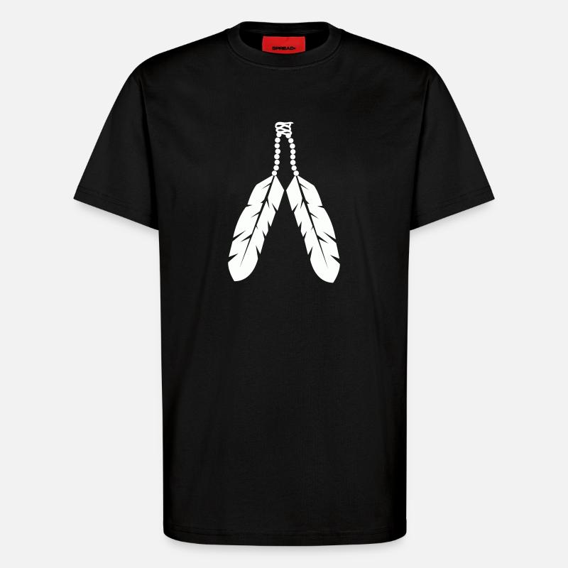 Conception de pendentif en plume autochtone - T-shirt bio décontracté fabriqué en UE - SOLID BLACK