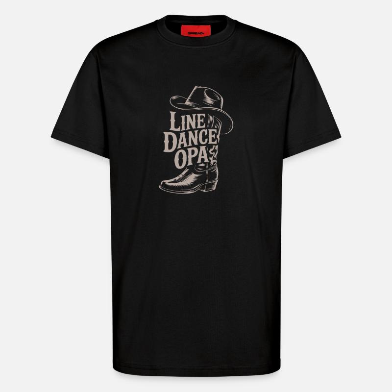 Line Dance Grandpa's Western Boot - T-Shirt - made by SPREAD - SOLID BLACK