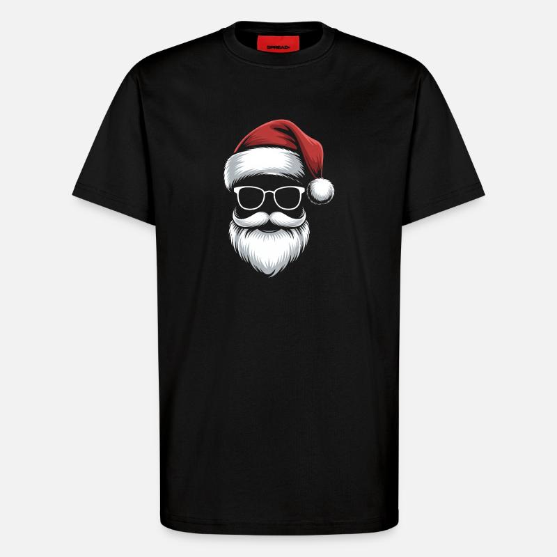 Santa Gläser mit Bart & Mütze - T-Shirt - made by SPREAD - SOLID BLACK