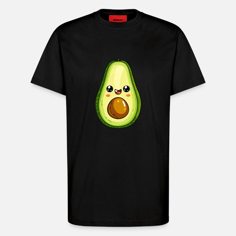 Süß Avocado mit Gesicht - T-Shirt - made by SPREAD - SOLID BLACK