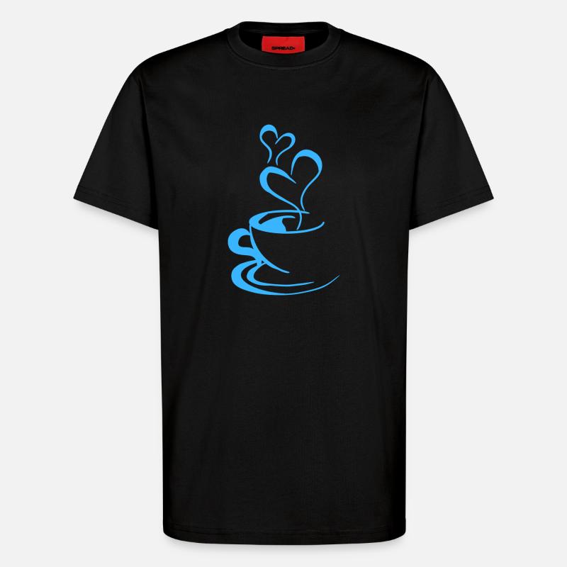 Blaue Kaffeetasse - T-Shirt - made by SPREAD - SOLID BLACK
