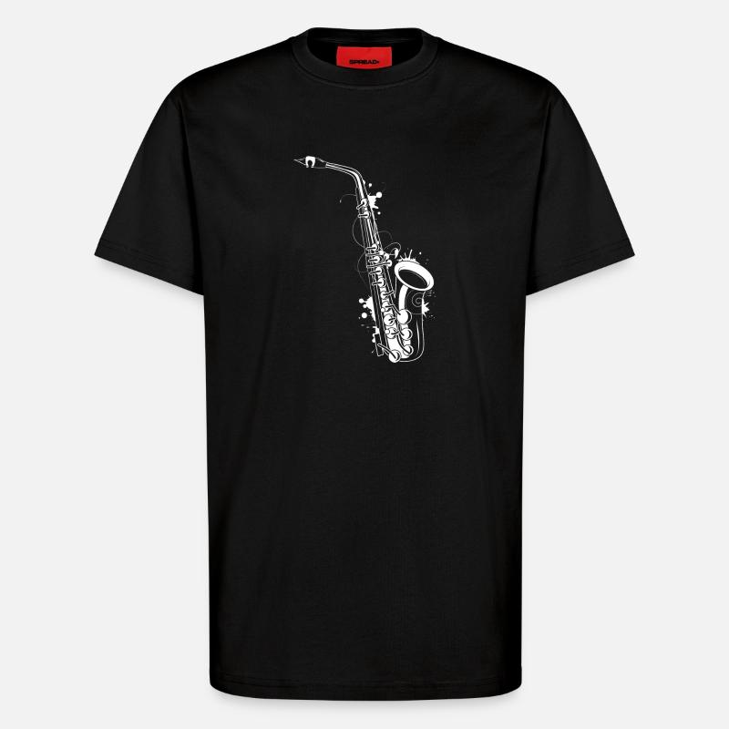 weißes Saxophon Graffiti - T-Shirt - made by SPREAD - SOLID BLACK