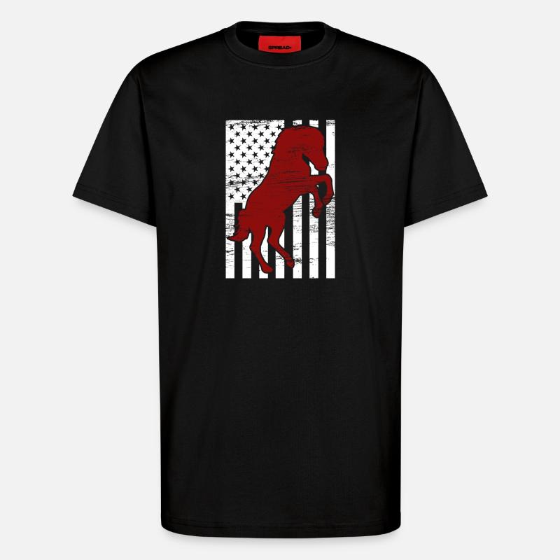 4. Juli USA Reiten - T-Shirt - made by SPREAD - SOLID BLACK
