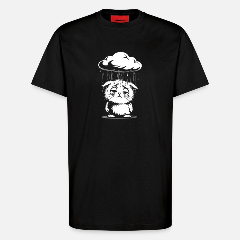 Traurige Katze - Retro Comic Kätzchen - T-Shirt - made by SPREAD - SOLID BLACK