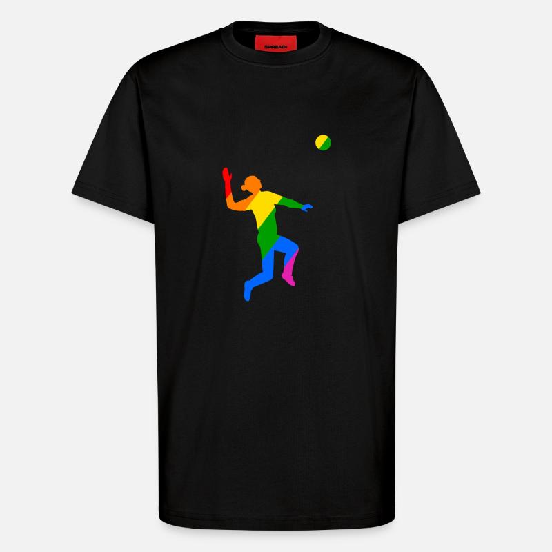 Regenbogen Sprung beim Volleyball - T-Shirt - made by SPREAD - SOLID BLACK