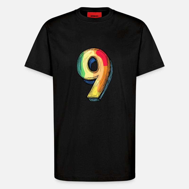9 Number Comic - T-Shirt - made by SPREAD - SOLID BLACK