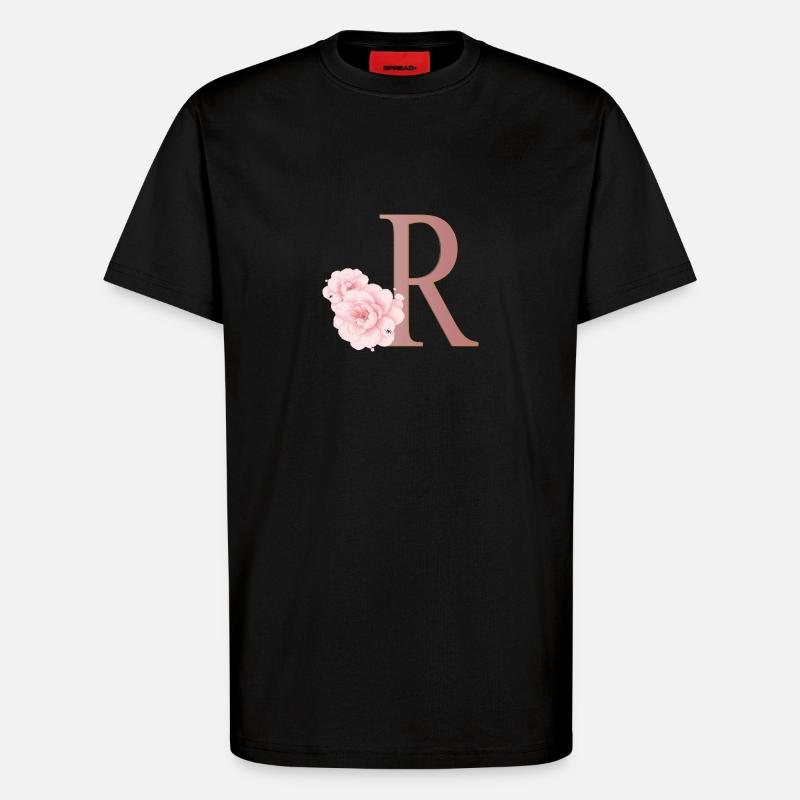 Buchstabe R mit Blumen - T-Shirt - made by SPREAD - SOLID BLACK