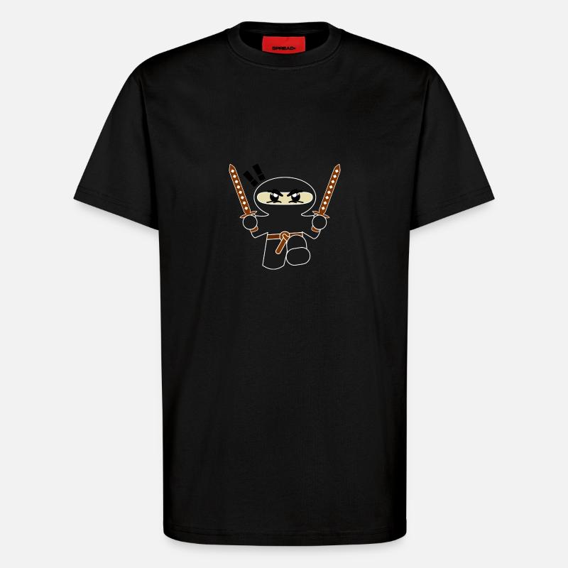bande dessinée Ninja - T-shirt bio décontracté fabriqué en UE - SOLID BLACK