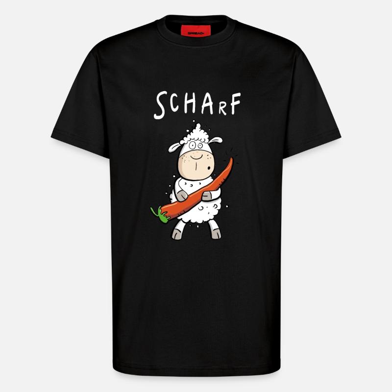Pepperoni Sheep I Sharp comic pun - T-Shirt - made by SPREAD - SOLID BLACK