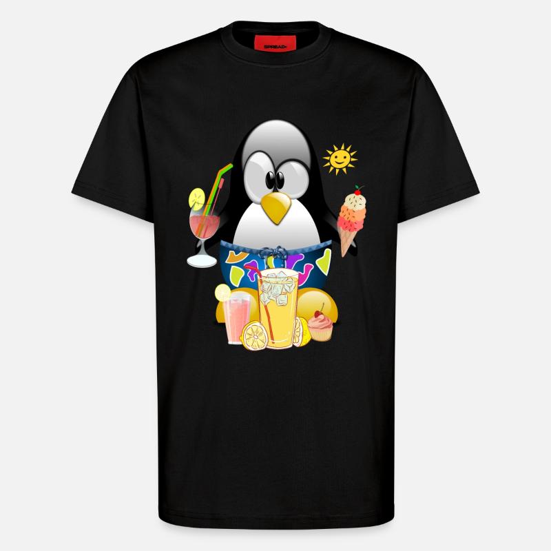 Pinguin, Eiscreme - T-Shirt - made by SPREAD - SOLID BLACK