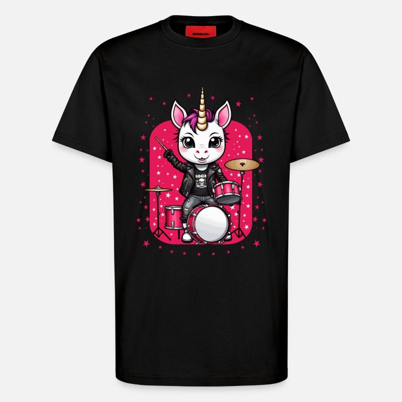 Punk Rock Einhorn - T-Shirt - made by SPREAD - SOLID BLACK