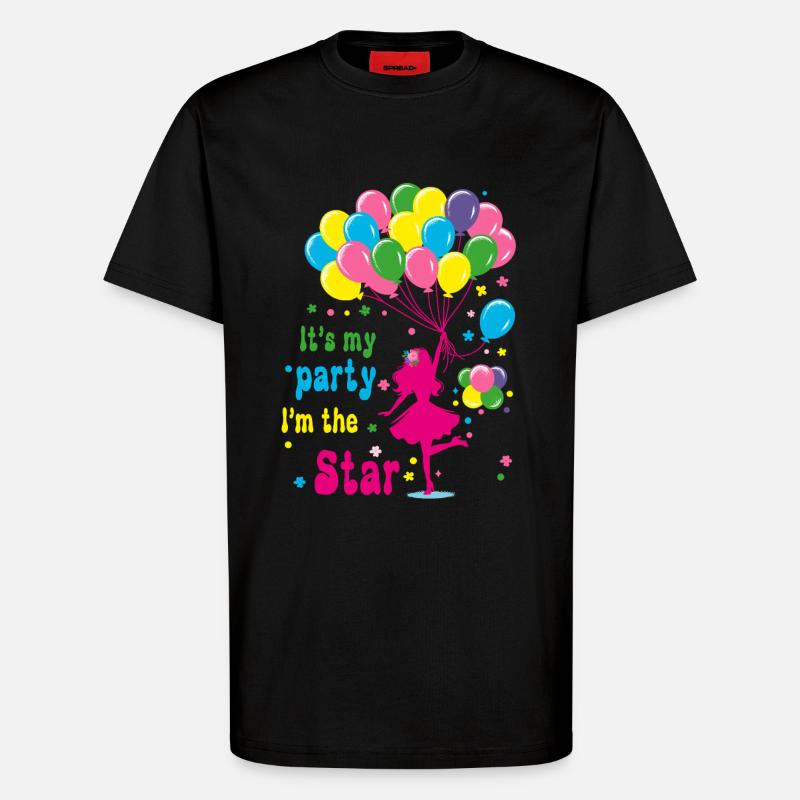 Feierliches Mädchen mit Luftballons Design - T-Shirt - made by SPREAD - SOLID BLACK