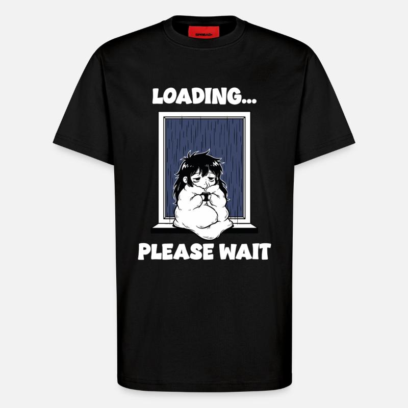 Pluie Loading Please Wait Manga Mood - T-shirt bio décontracté fabriqué en UE - SOLID BLACK
