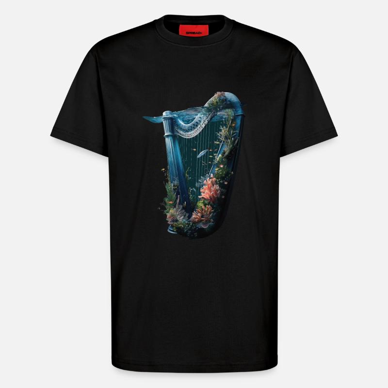 Fisch Harfe - T-Shirt - made by SPREAD - SOLID BLACK