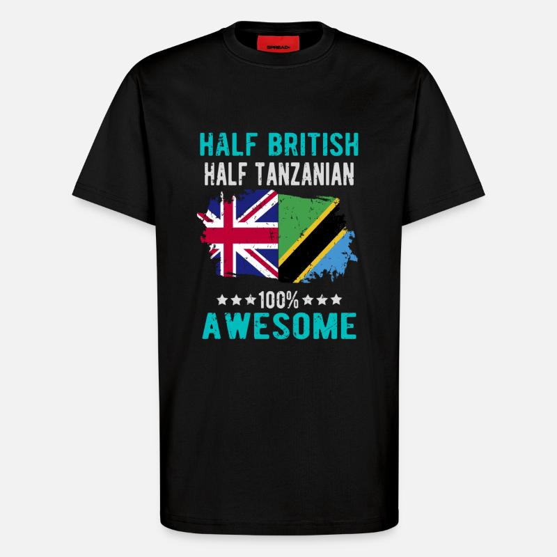 Half British Half Tanzanian - T-Shirt - made by SPREAD - SOLID BLACK