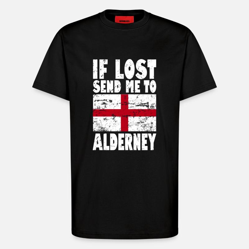 Drapeau d’Aurigny - T-shirt bio décontracté fabriqué en UE - SOLID BLACK