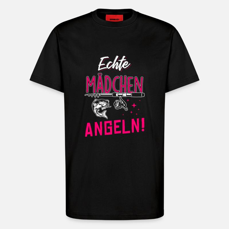 Echte Mädchen Angeln - T-Shirt - made by SPREAD - SOLID BLACK